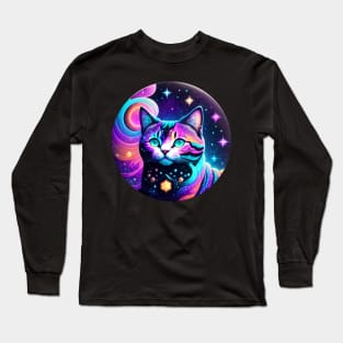 Cute Galaxy Cat Lovers Tee Long Sleeve T-Shirt
